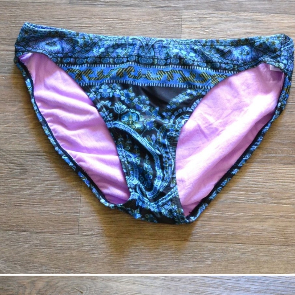 Athleta Tankini Swim Halter Top Paisley and Black Women Size 38 B/C Med Bottoms - Picture 9 of 12